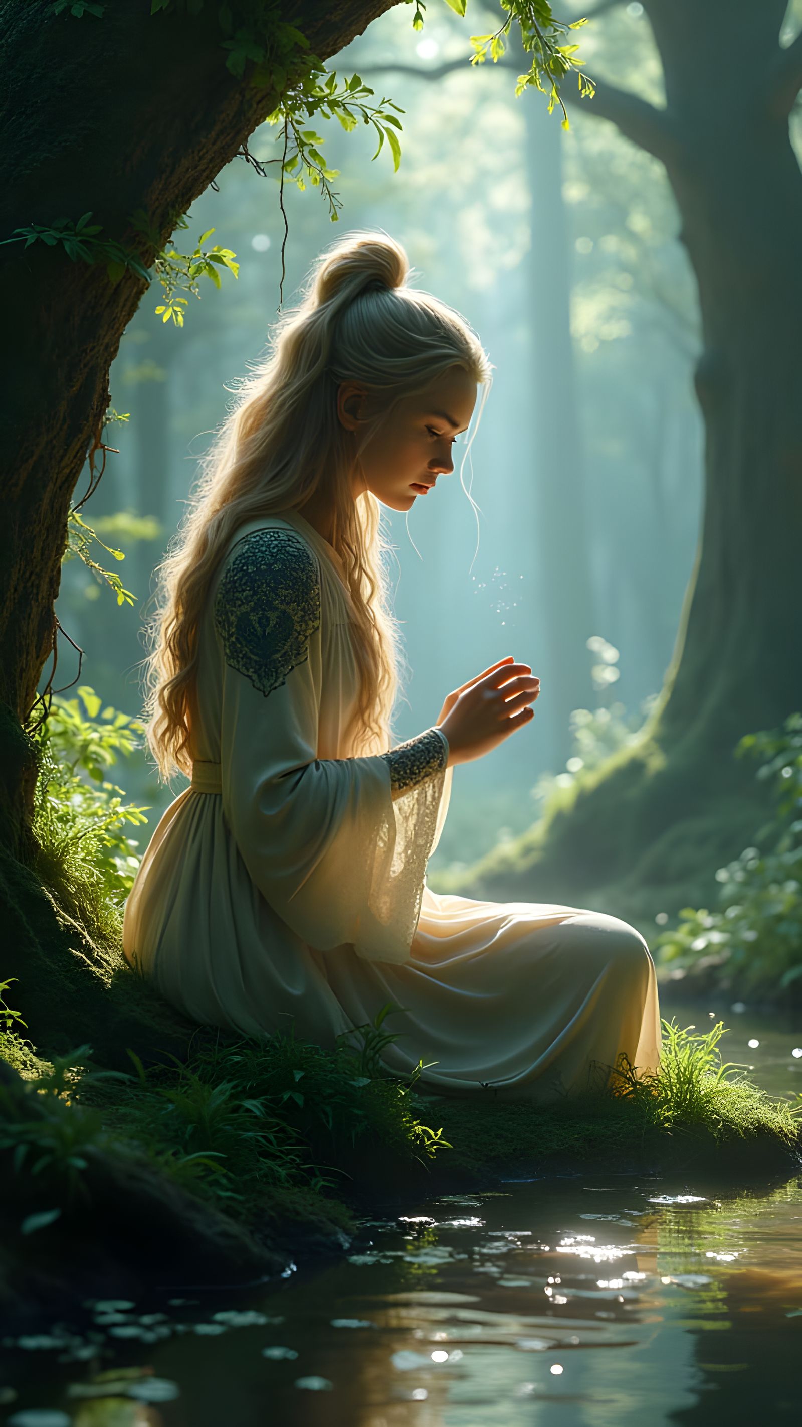 Enchanted Forest Healer in Fantasy Realism Style