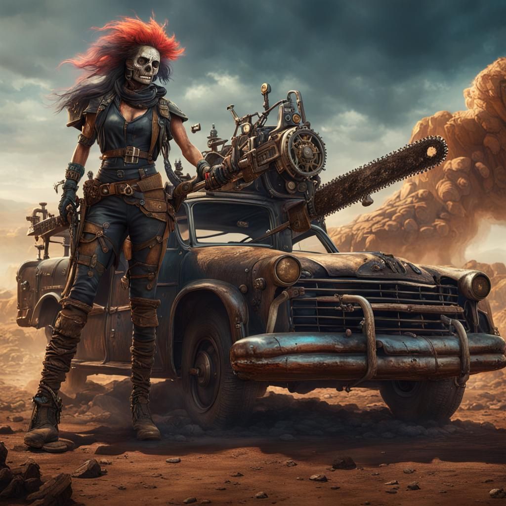 Steampunk Wasteland Witch with Chainsaw