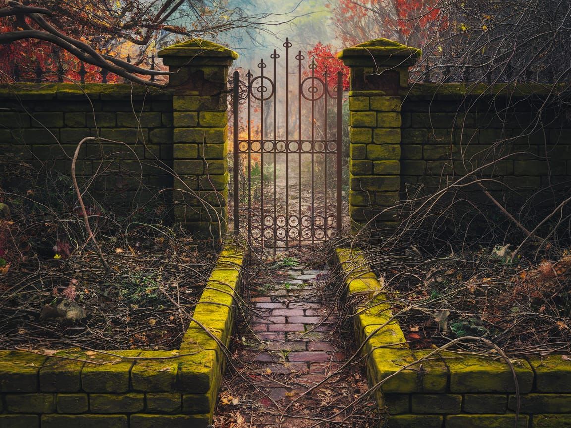 Forgotten Victorian Garden in Hyperrealistic Splash Art