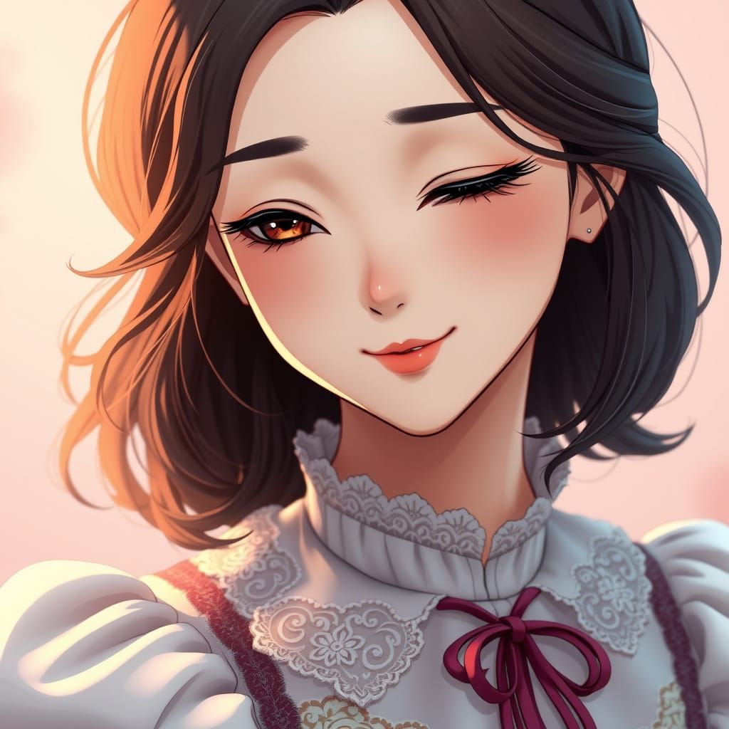 Bashful Beauty with Flirtatious Smile