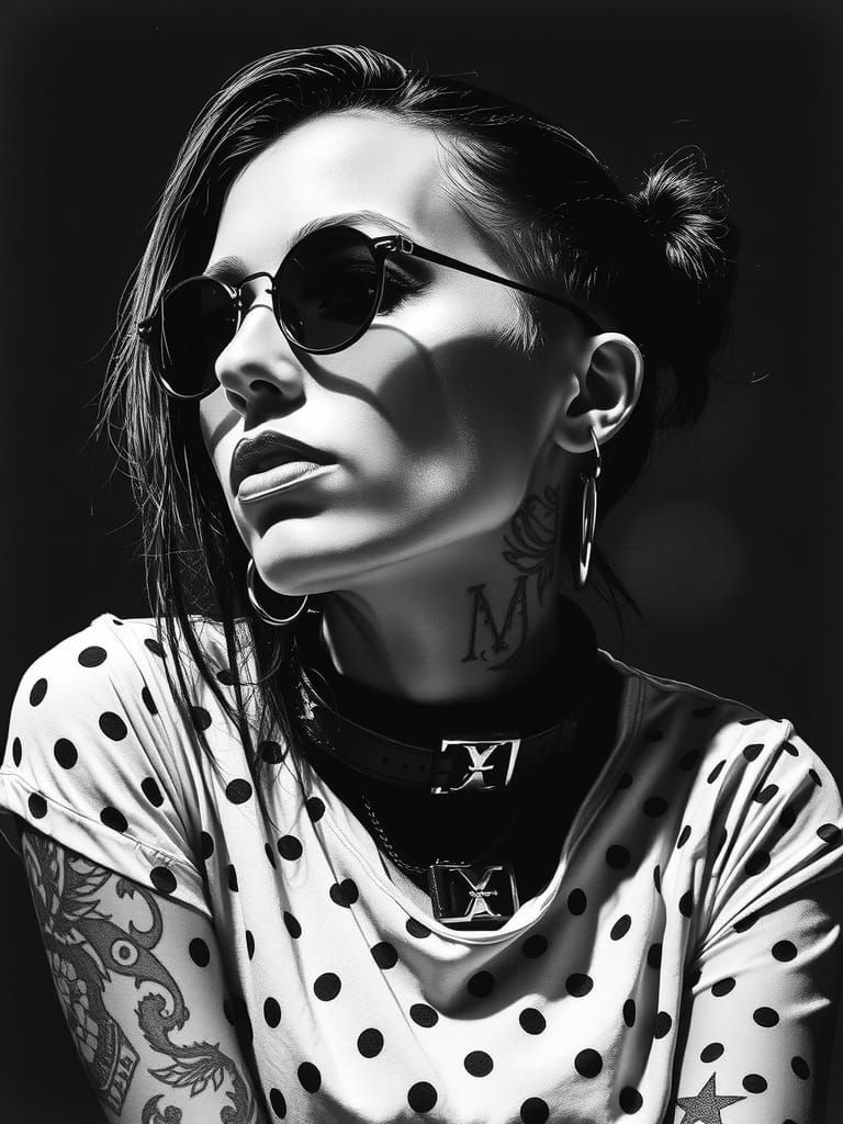 Dark Eyewear in a Low-Angle Portrait with Punk Aesthetic