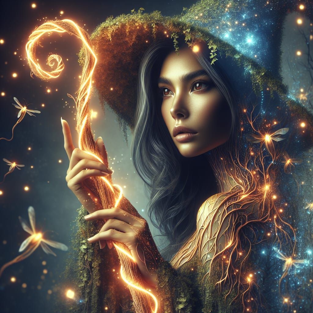 Enchanted Forest Mirage: South Asian Wizard in Hyperrealism