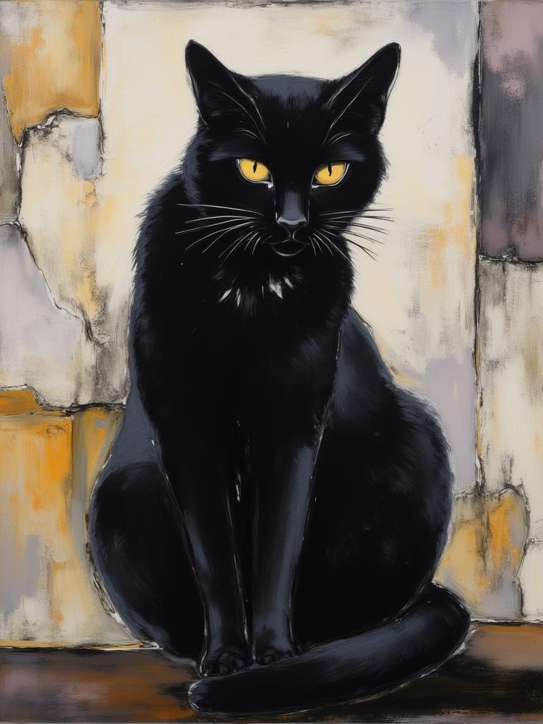 the black cat with confident