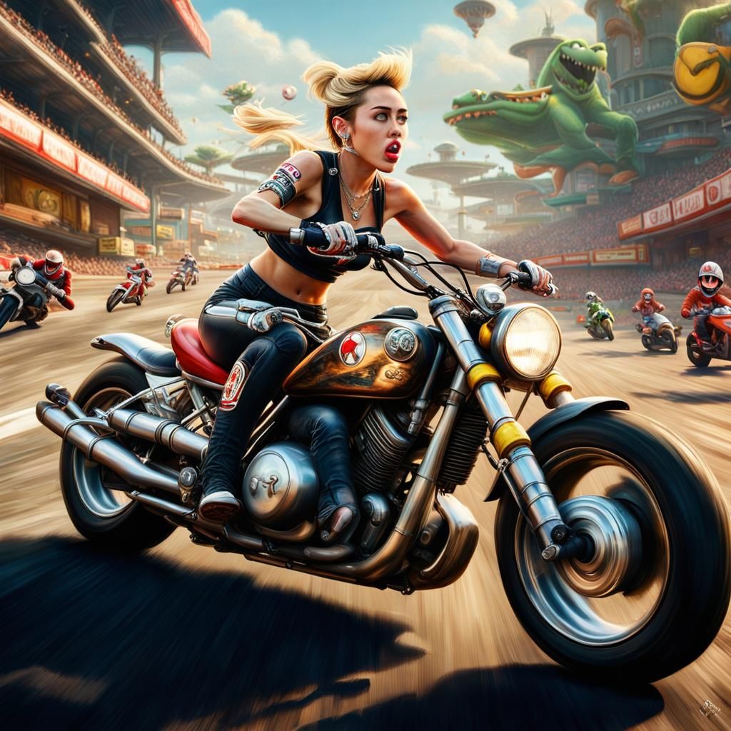 Miley Cyrus Races in Mario Kart