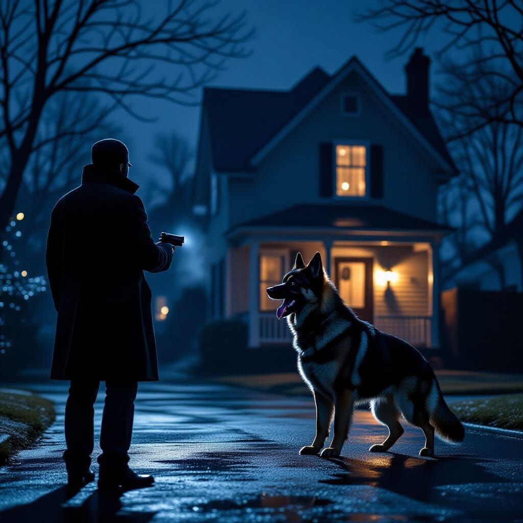 German Shepherd Guards Home From Intruder in Cinematic Style