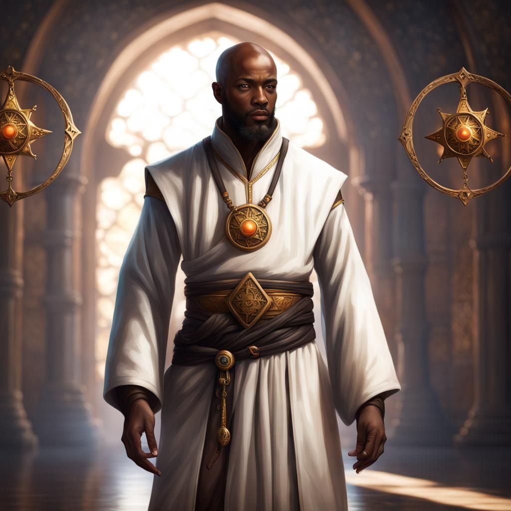 Aasimar Monk/Cleric Resurrected: Hyperrealistic Fantasy Port...