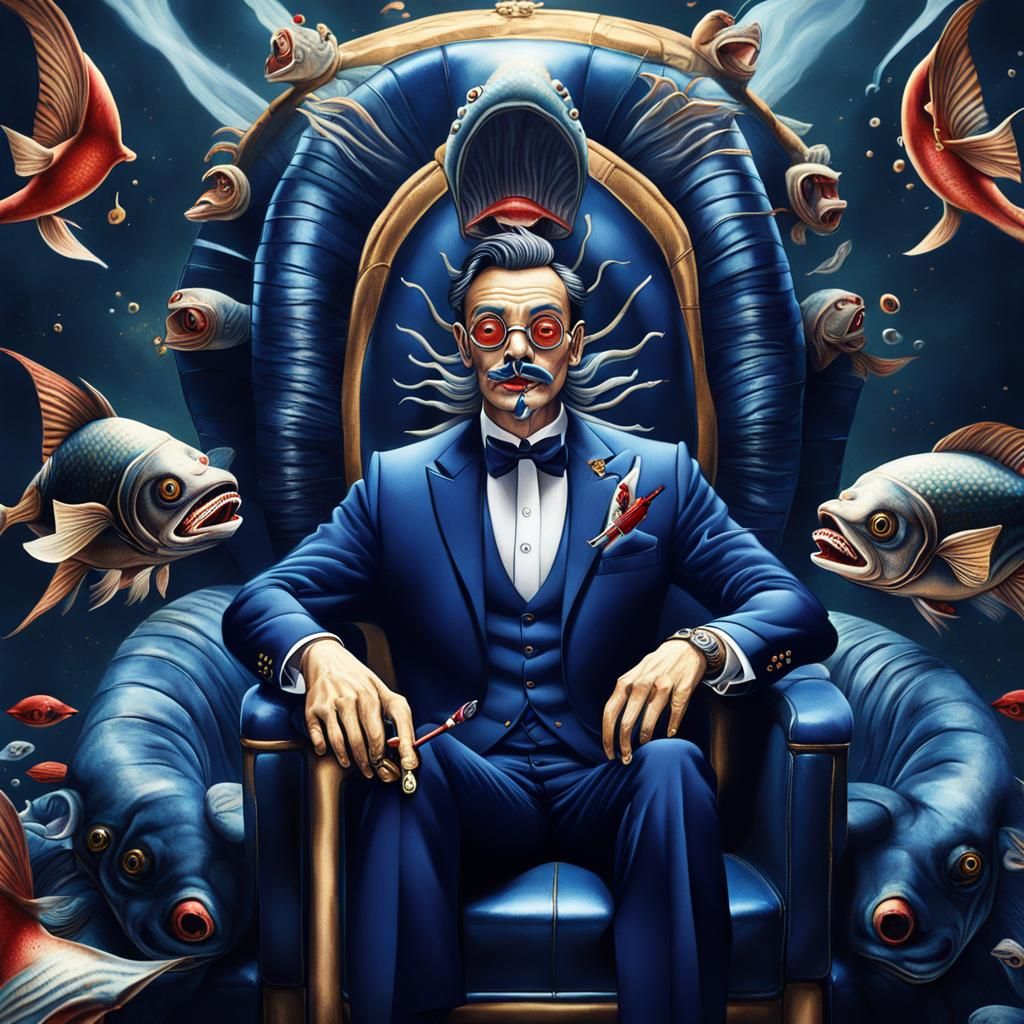 Surreal Gentleman with Siamese Fighting Fish