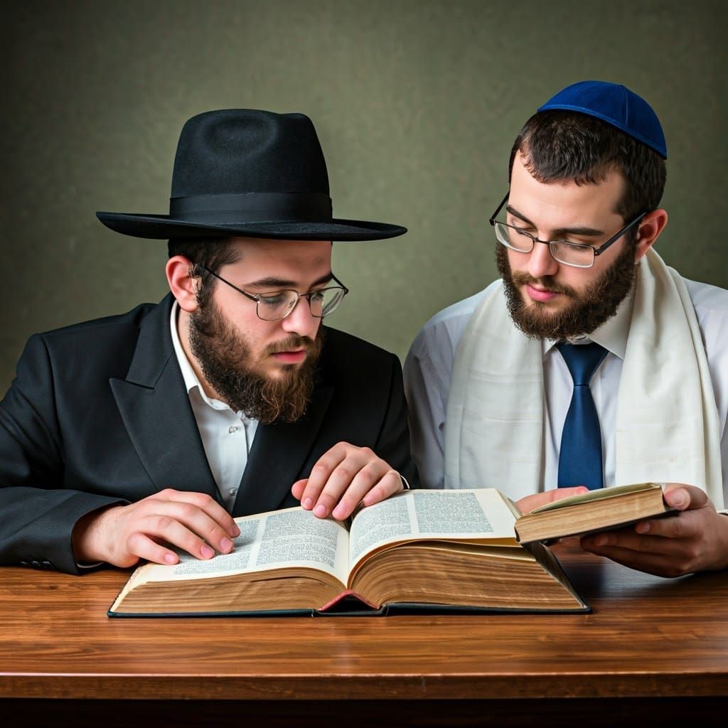 Portrait of Two Men Studying Sacred Texts