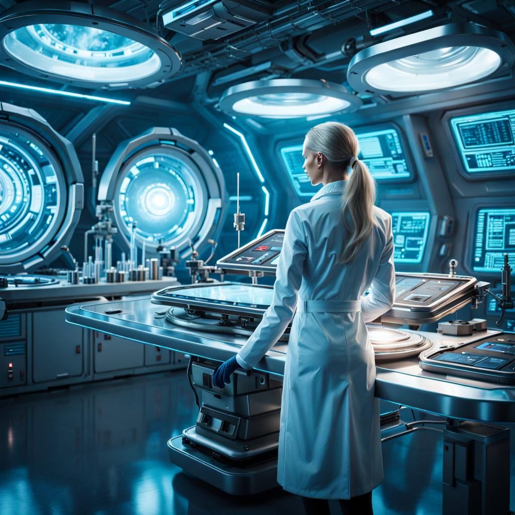 Futuristic Spaceship Lab with Alien Autopsy