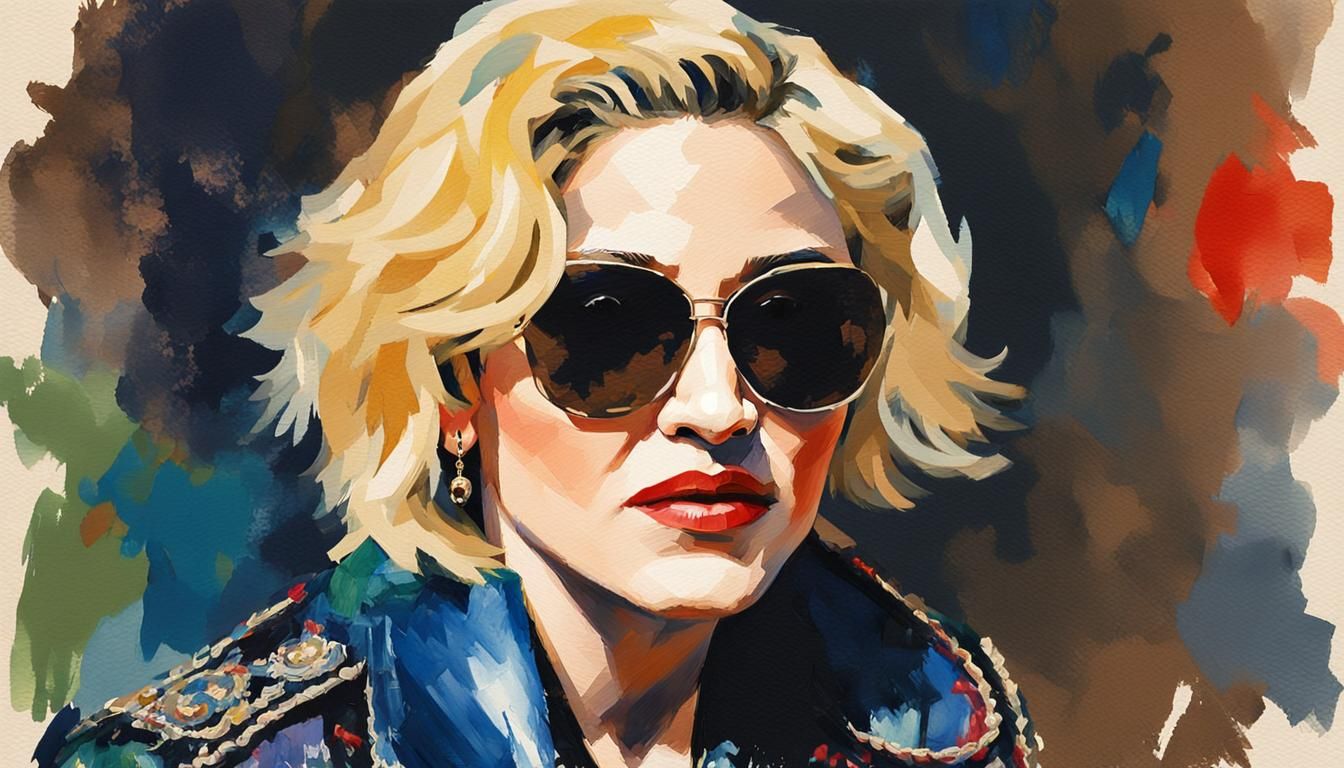 Madonna in Gouache Style Portrait