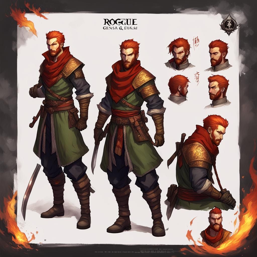 Fiery Redhead Rogue: D&D Fantasy Character Art