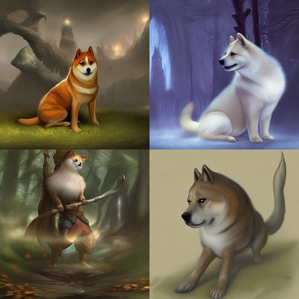 Fantasy Shiba Inu in Dark Fantasy Style