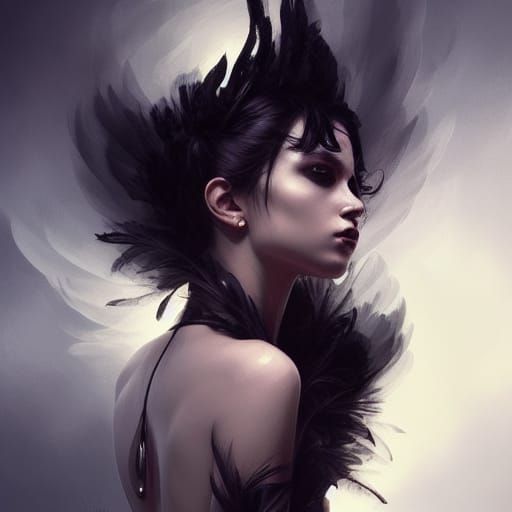 Black Swan Woman Portrait in Epic Lighting