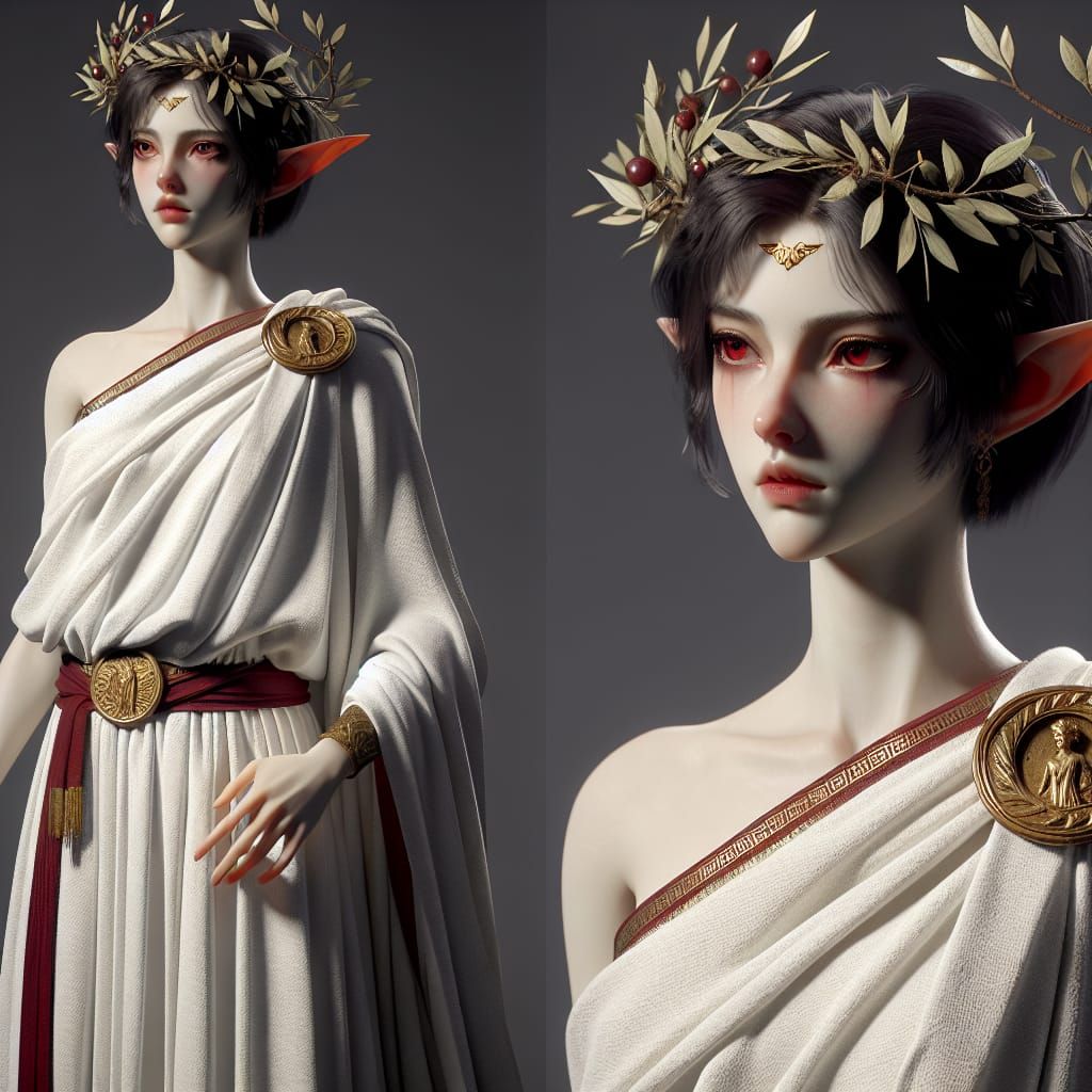 Elf in Greek Toga: Detailed Matte Painting