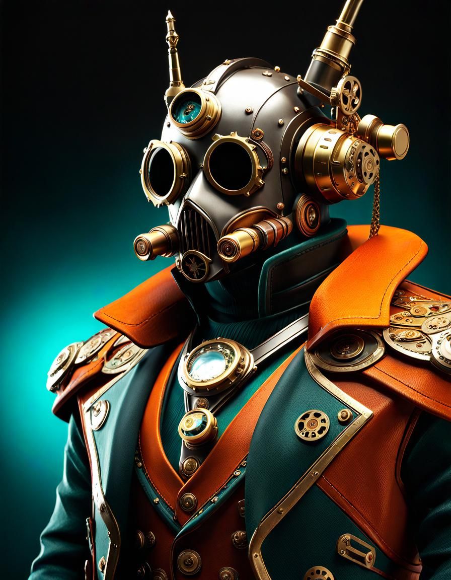 Steampunk Character in Zombie Wasteland, 8K Render