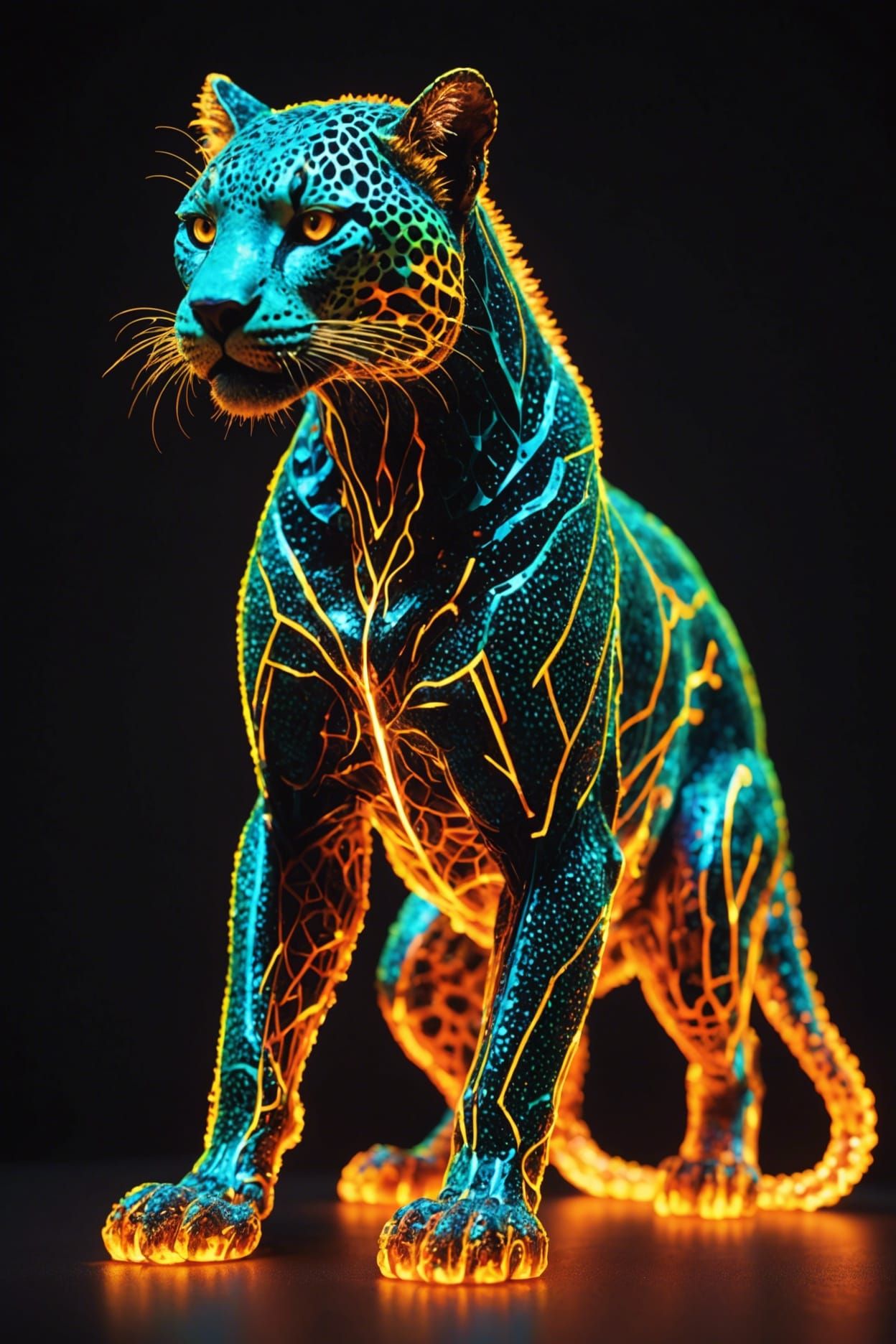 Fiery gepard hologram