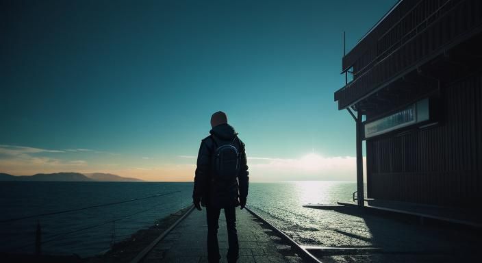 Cinematic Film Still in Alena Aenami Style