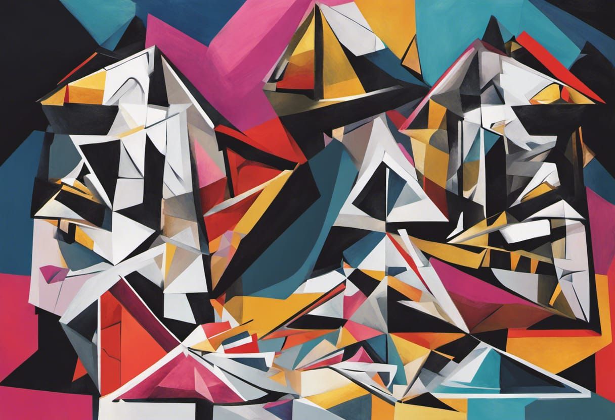 Geometric Cubism Art Deco Painting