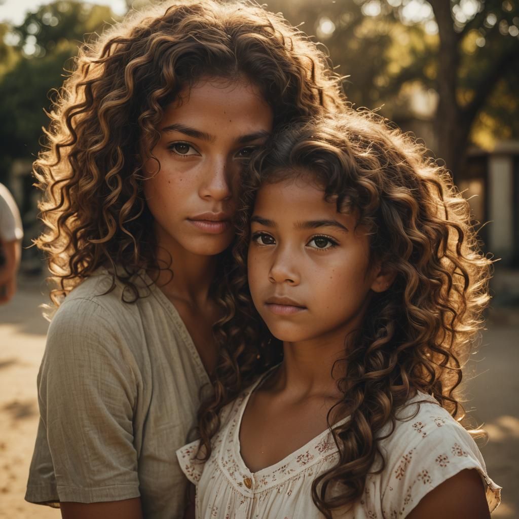 Girl with Curly Hair in Cinematic Film Still