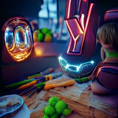 Nostalgic Man Reflects on Youth in Neon VRay Style