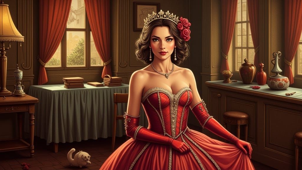 Elegant Woman Portrait with Vibrant Colors and Dramatic Ligh...