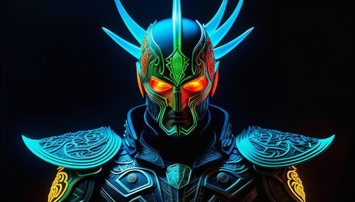 Surreal Neon Character in Dark Fantasy Style