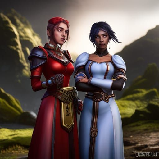 Grace and Lizzy: Human Best Friends, Detailed Matte Painting