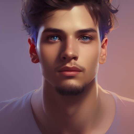Young Man with Sparkling Eyes: Hyperdetailed Portrait