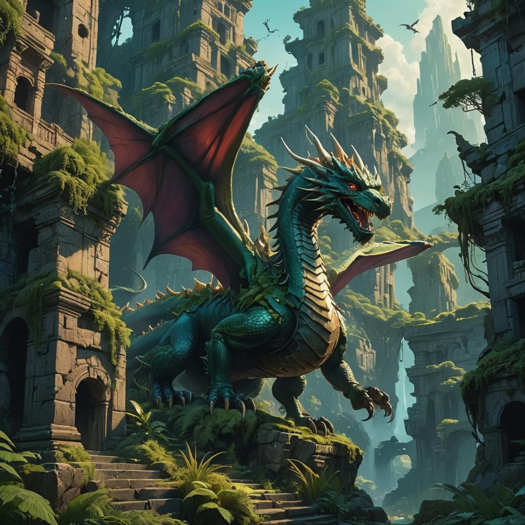 Majestic Dragon Soaring Through Mystical Realm