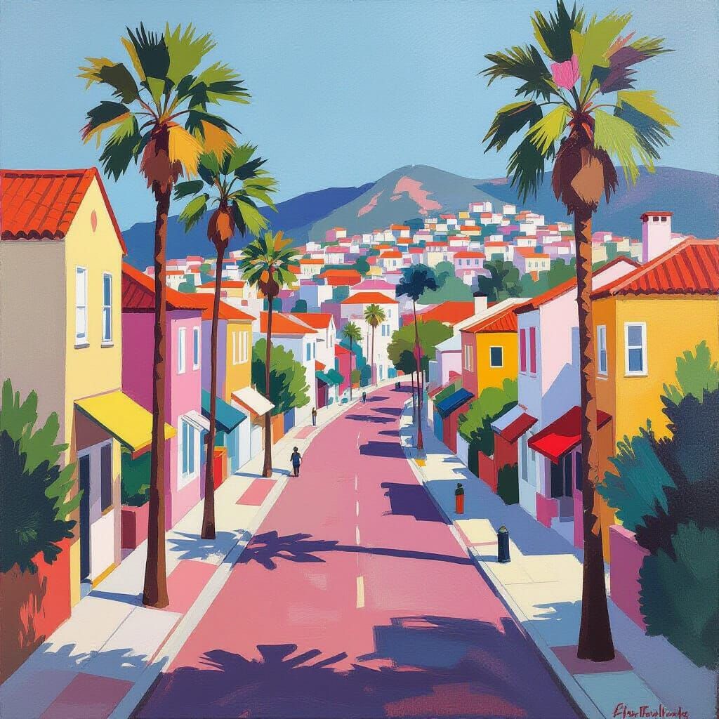 Brighton Town Scene in a Pop Art Style