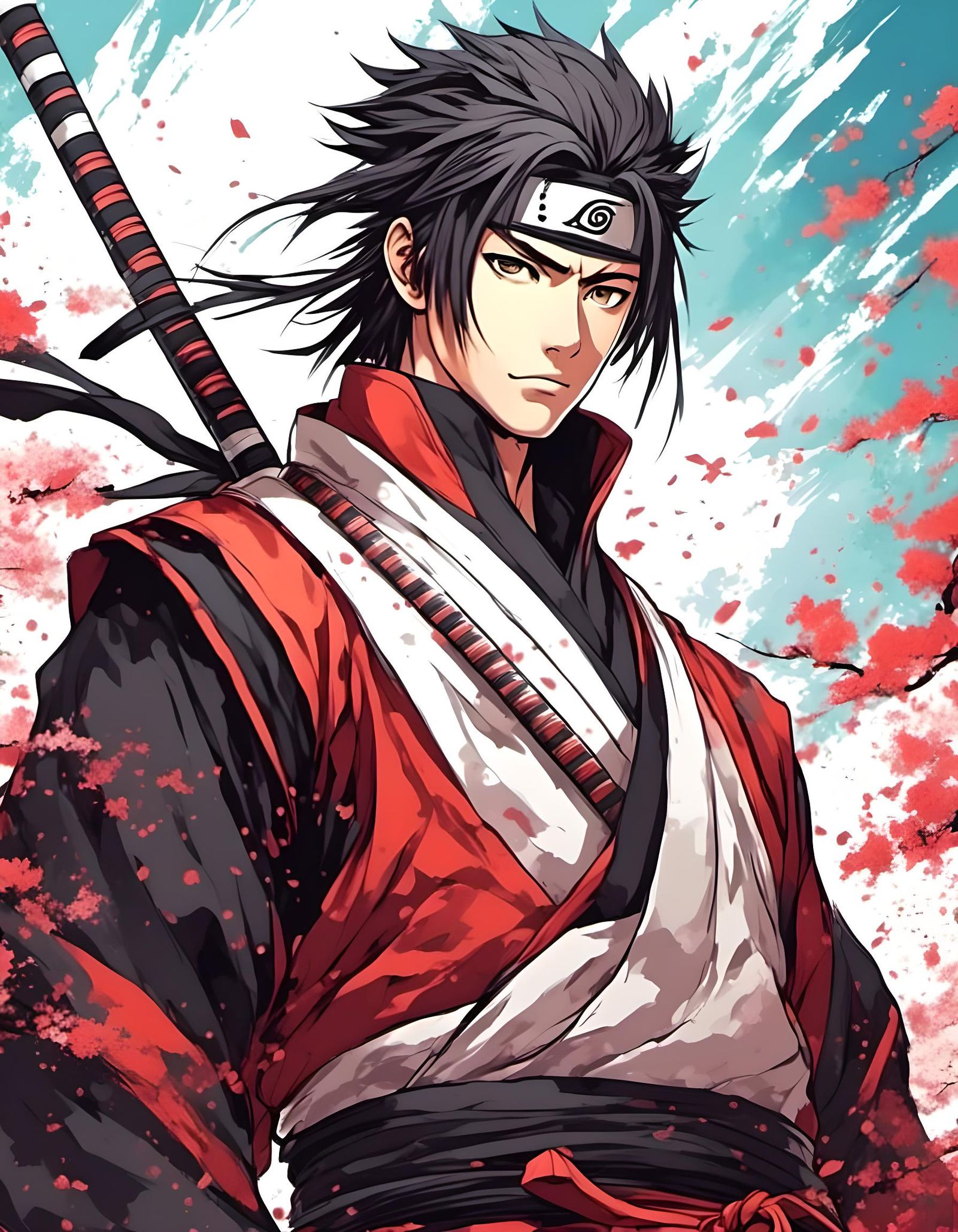 Handsome Ninja Portrait in Anime Style