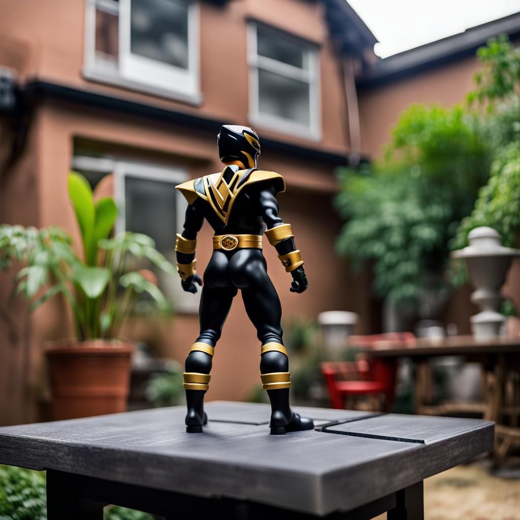MMPR Black Ranger (Dragon Armor) figure - Courtayard worktable