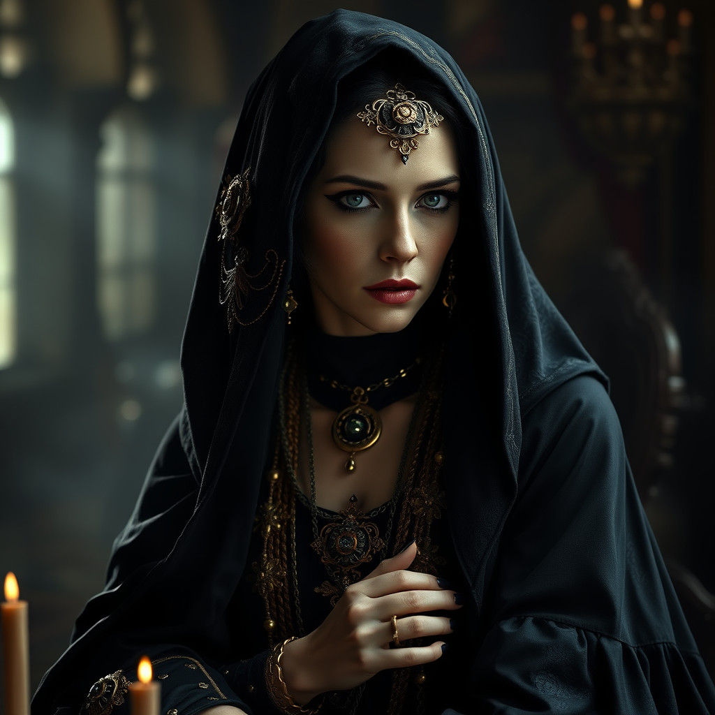 Mother Gothel in Gothic Style, Cinematic Still