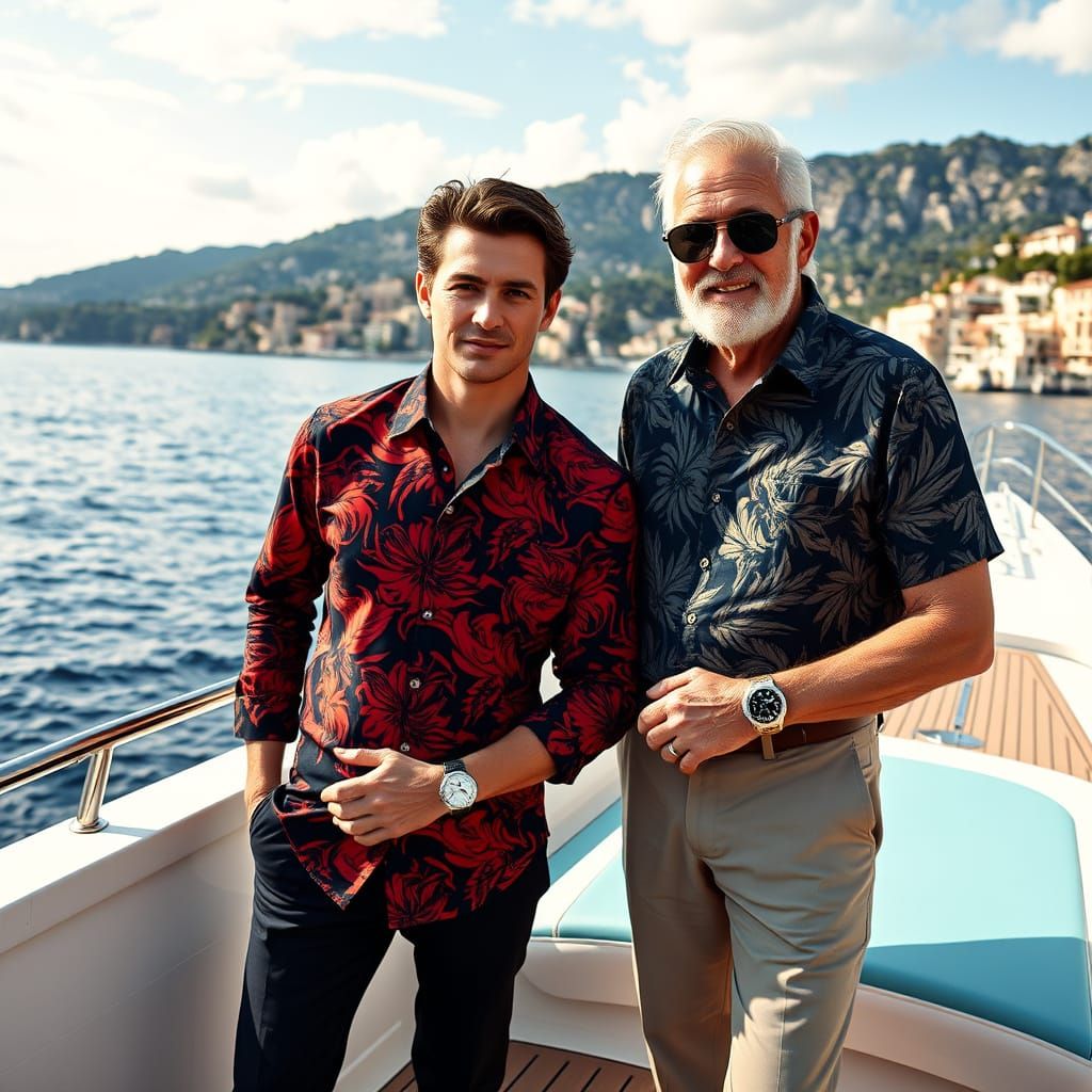 Yacht Scene on the French Riviera, Hockney Style