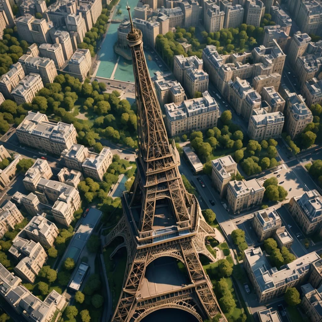 Fantastical Eiffel Tower: Detailed Matte Painting
