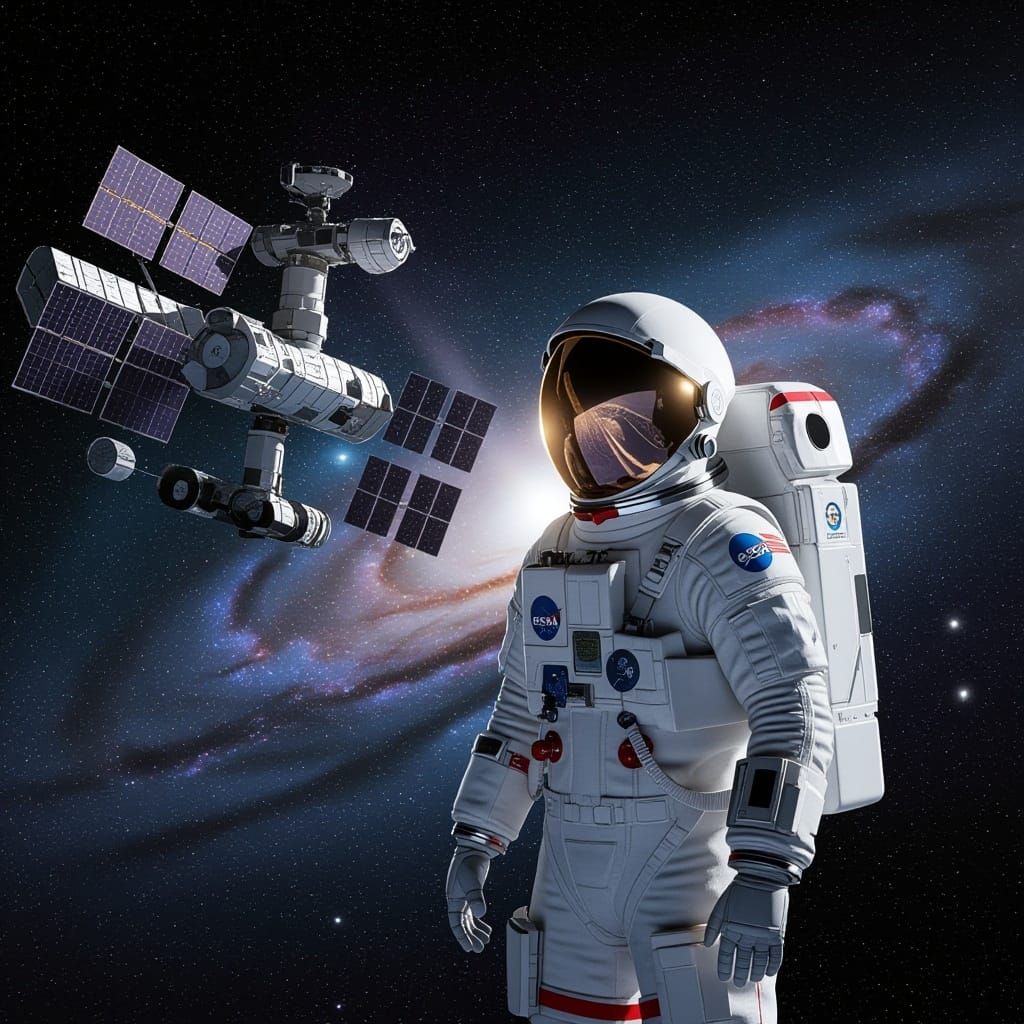 Futuristic ESA Astronaut in Galactic Space