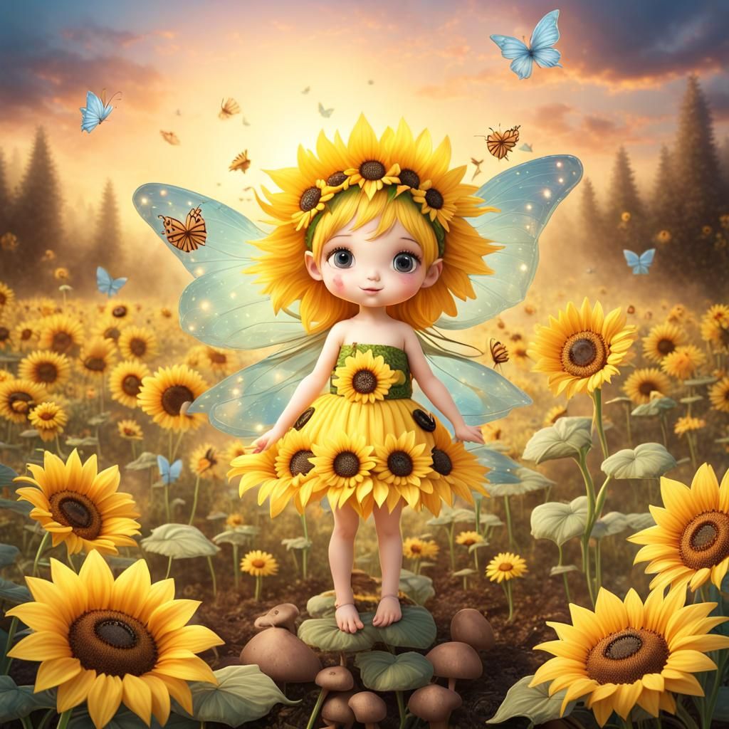 Enchanting Sunflower Fairy in Magical Field