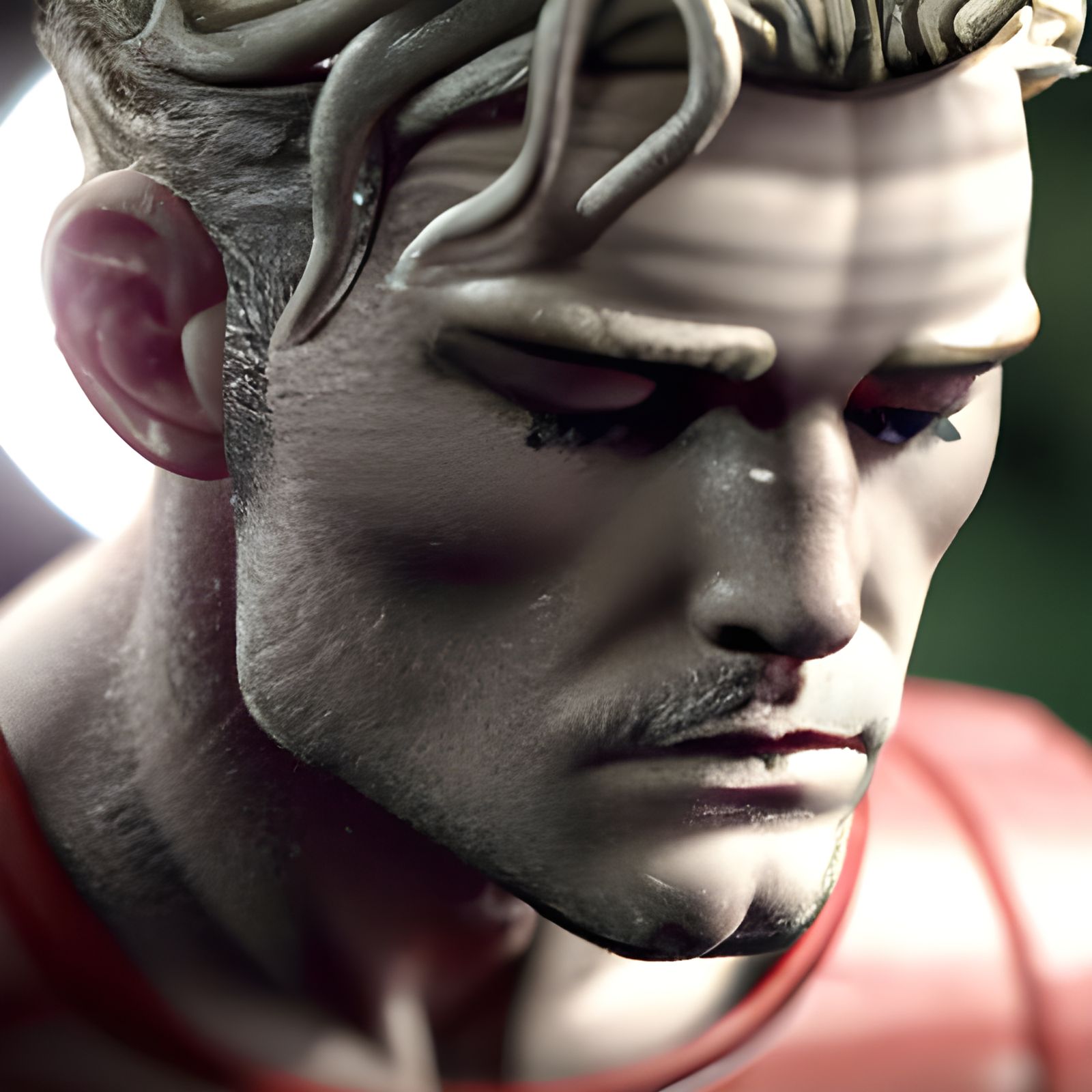 Sad Football Player on Field in Digital Art Style