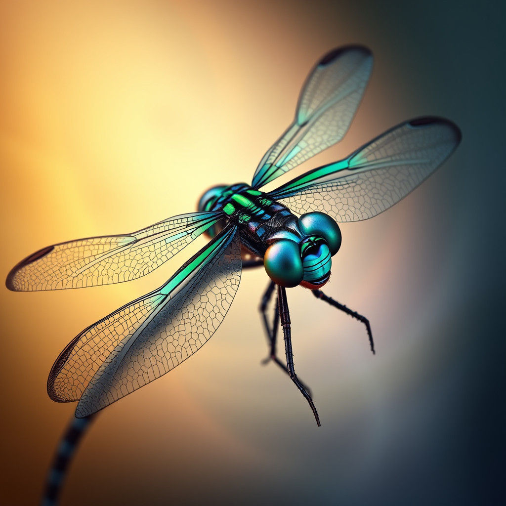 Dragonfly Close-Up with Iridescent Wings
