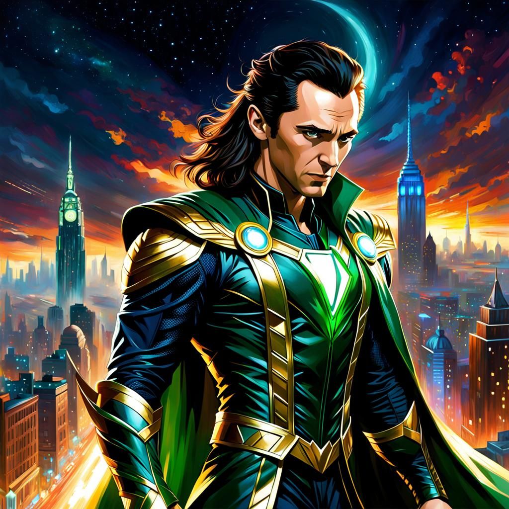 Avengers Loki Concept Art in Afremov Style