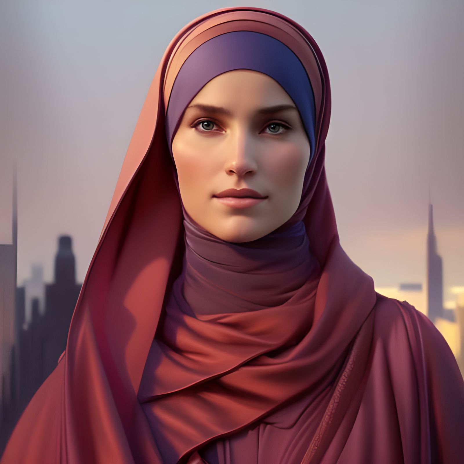 German Woman in Hijab: Detailed Portrait