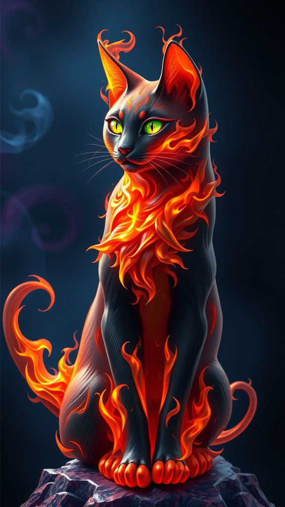 Fiery Tuxedo Cat: A High-Fantasy Masterpiece