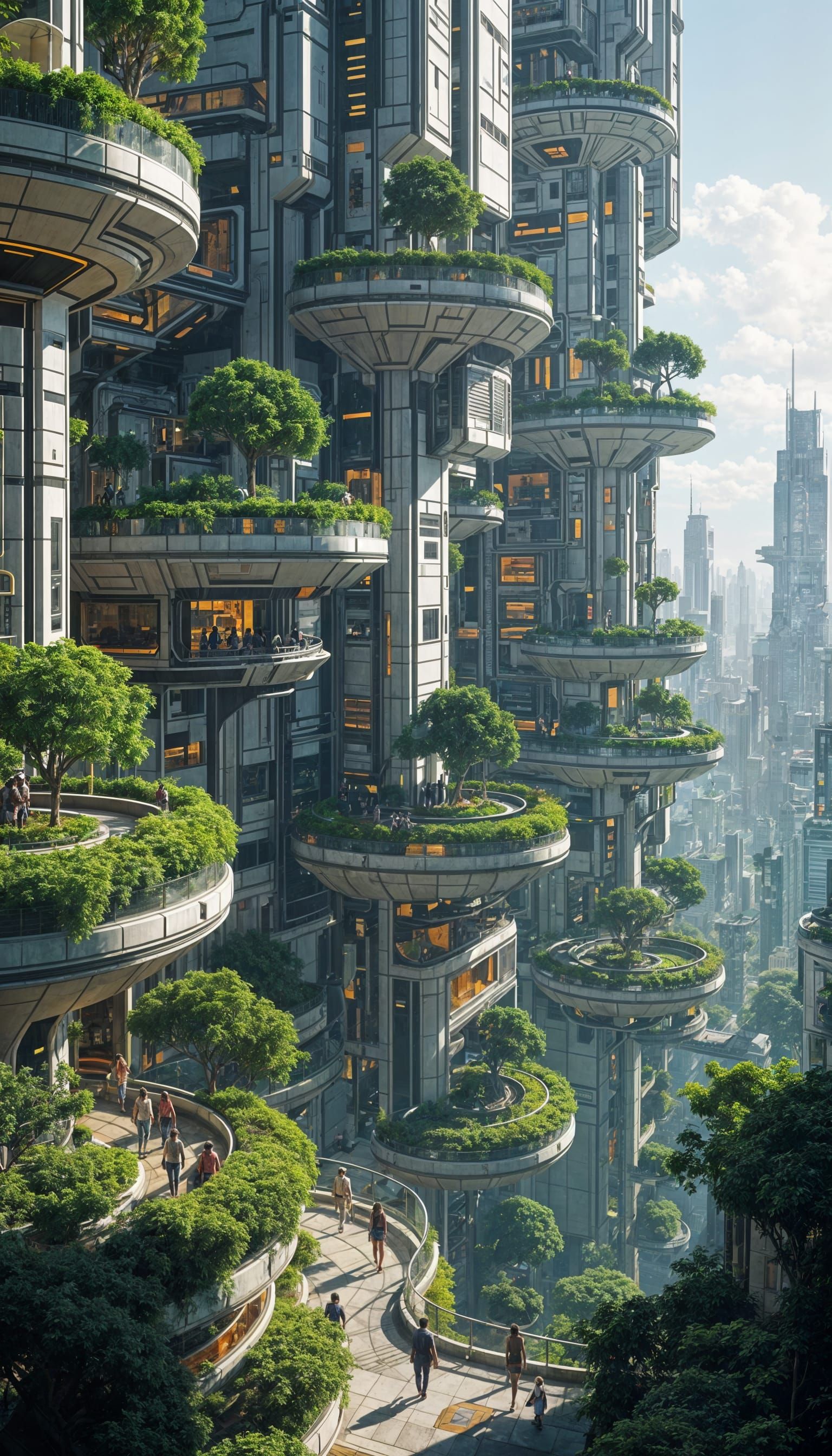 Futuristic Vertical City with Sky Gardens