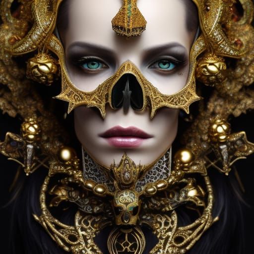 Majestic Skull Portrait with Jewel Crown in Dark Fantasy Sty...