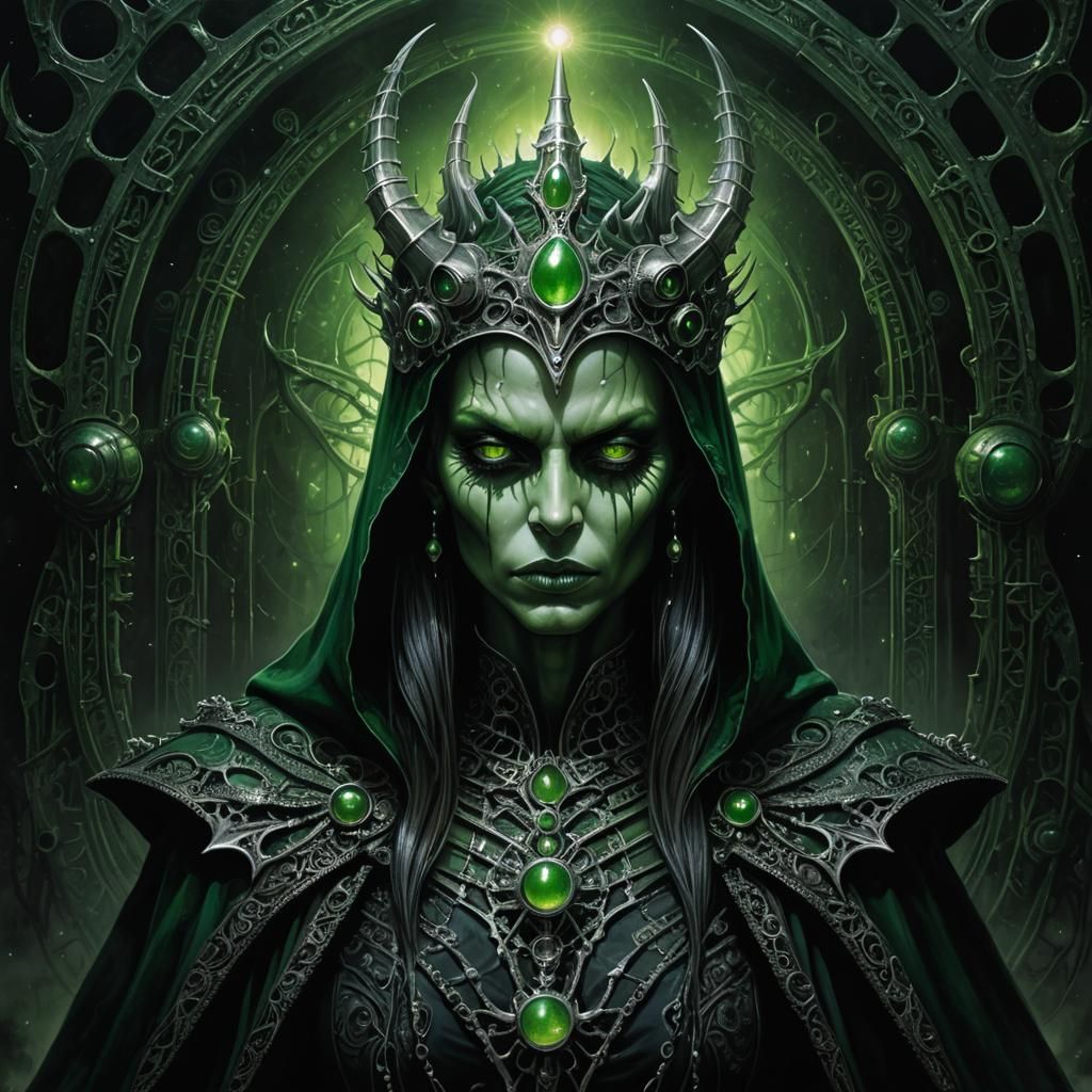 Female Demon with Crown in Dark Fantasy Style