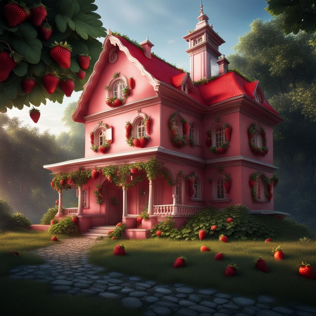 Photorealistic Strawberry House in 4K