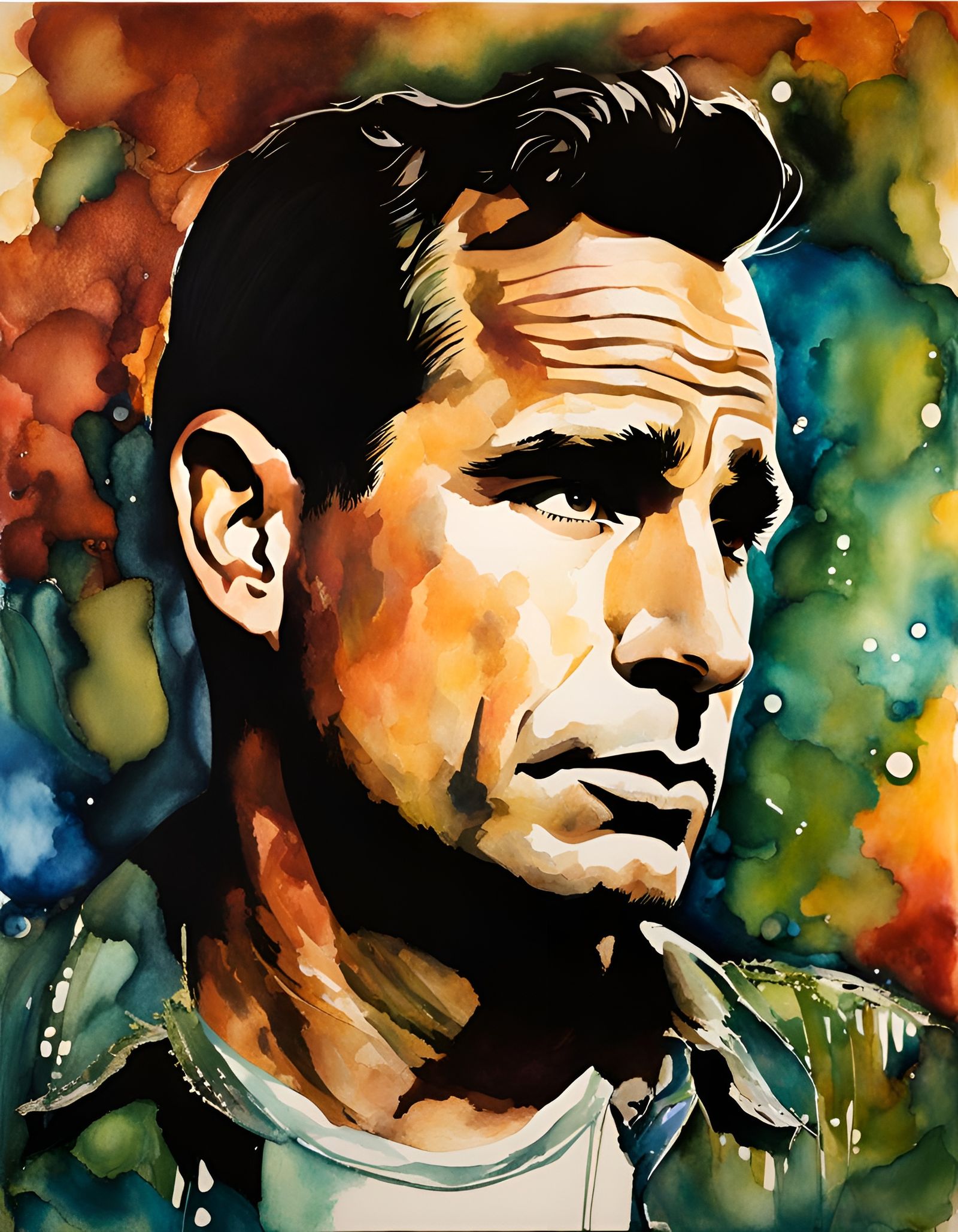 Alcohol Ink Portrait of a Beat Poet