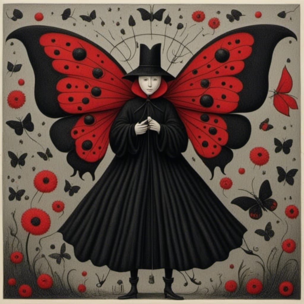 Eerie Medieval Butterfly in Gothic Style