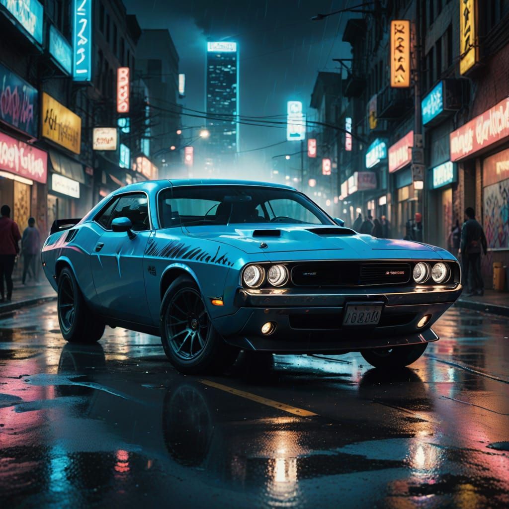Cyberpunk Speed Demon in Neon City Streets