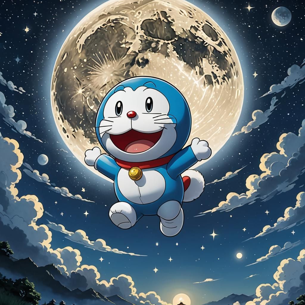 Doraemon Flies in a Nostalgic Manga Style